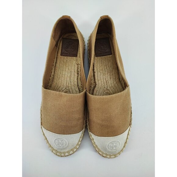 Tory Burch Women's Dulce de Leche Beige Canvas Espadrille Flats Size 8M US - Picture 4 of 9